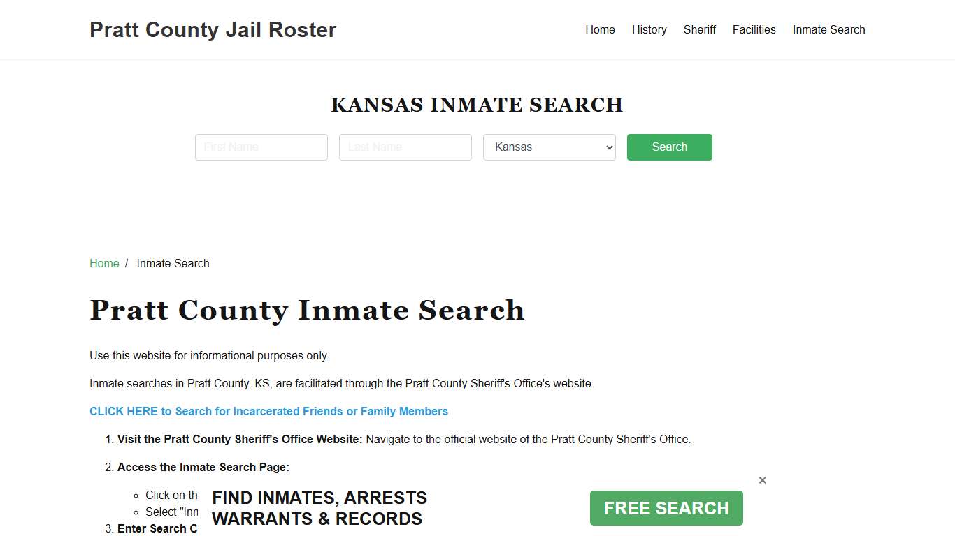 Pratt County, KS Detainee Lookup